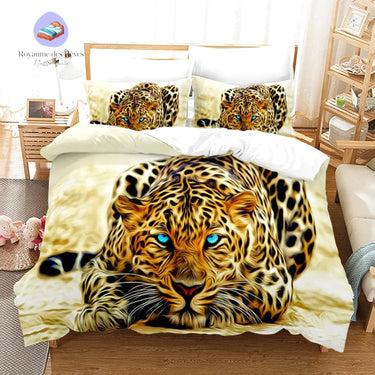 Housse de Couette Léopard Aux Yeux Bleus